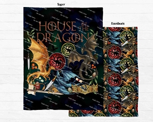 House of Dragons Blue  Blanket Panel